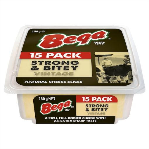 Picture of Bega Cheese Cheddar Strong Bitey Slice 250Gm Australia