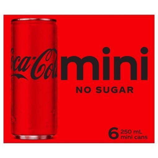 Picture of Coca-Cola No Sugar Soft Drink Multipack Mini Cans (6 Pack) 250Ml