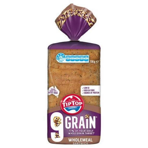 Picture of Tip Top Bread 9 Grain + Wholemeal 750Gm