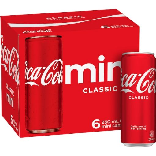 Picture of Coca-Cola Classic Soft Drink Multipack Mini Cans (6 Pack) 250Ml