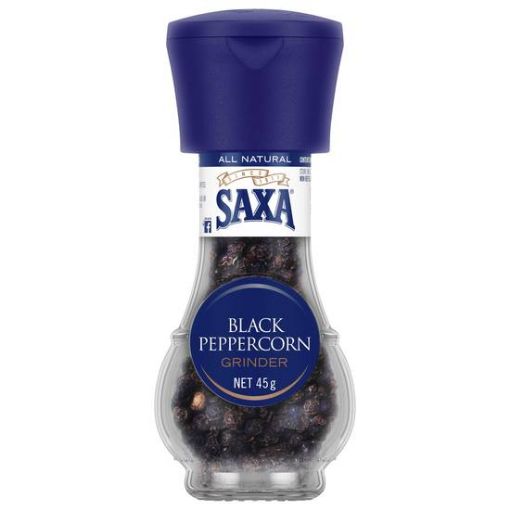 Picture of Saxa Black Peppercorn Grinder 45G