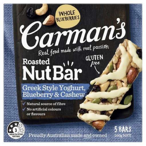 Picture of Carman's Roasted Nut Bars Greek Style Yoghurt Blueberry 160G