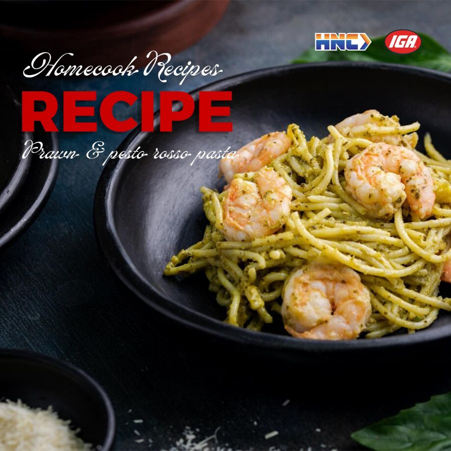 Homecook Recipe:  Prawn & pesto rosso pasta