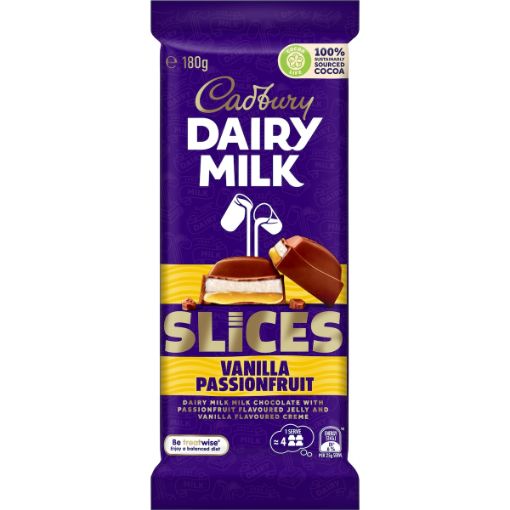 Picture of Cadbury Vanilla Passionfruit Slice Chocolate Block 180G