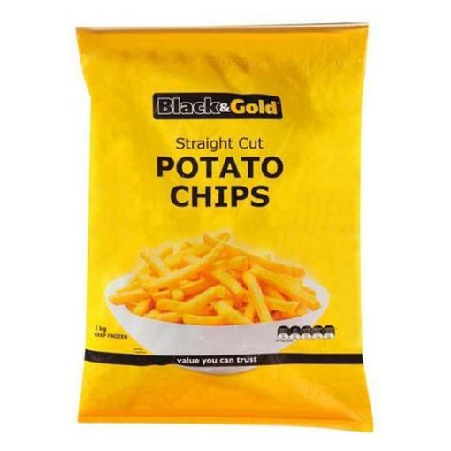 Picture of Black & Gold Chips Straight Cut 1Kg