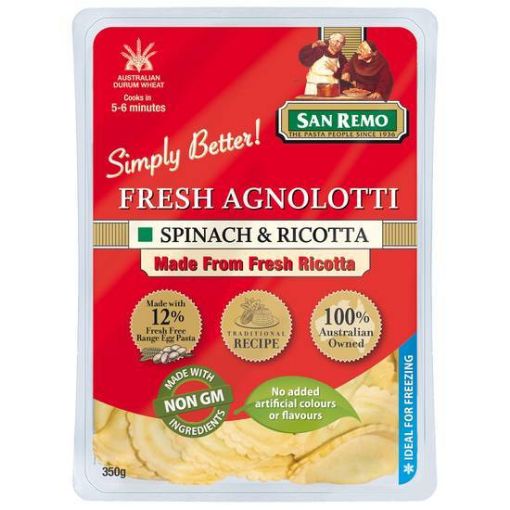 Picture of San Remo Fresh Agnolotti Spinach & Ricotta 350G