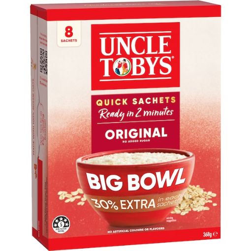 Picture of Uncle Tobys Oats Quick Sachets Big Bowl Original Porridge (8 Pack) 368G